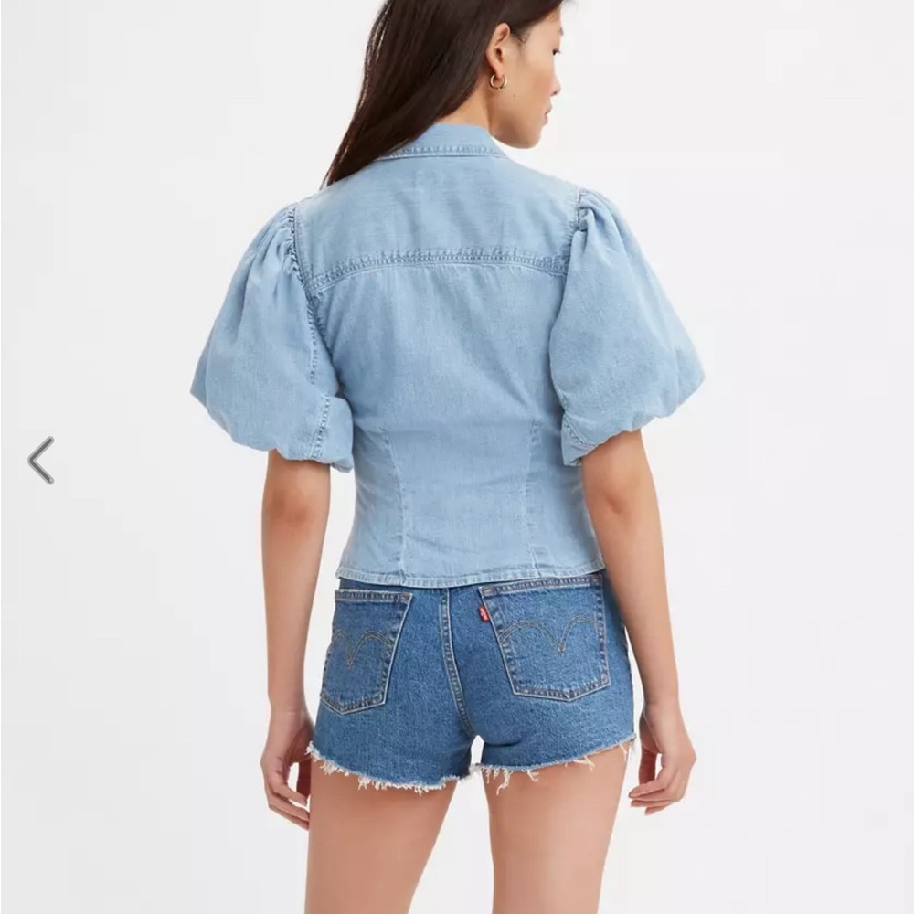 Levi’s Roxy Puff Sleeve Button Up Blouse - Picture 2 of 8